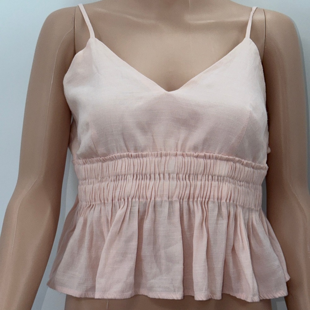 Cotton Candy Pink Smocked Peplum Cami Soft Coquette Cottagecore Fairy Balletcore
